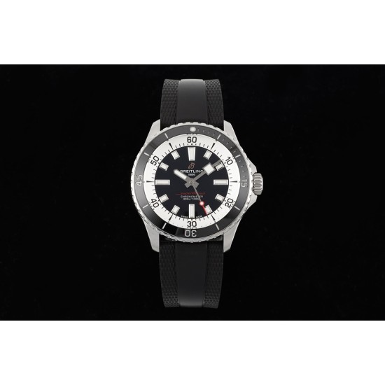 Breitling-Superocean 42mm Black Bezel SS/RU on Black BLSF A2824