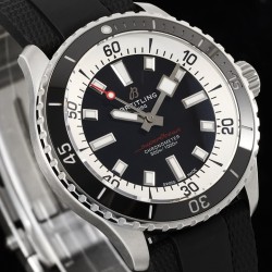 Breitling-Superocean 42mm Black Bezel SS/RU on Black BLSF A2824