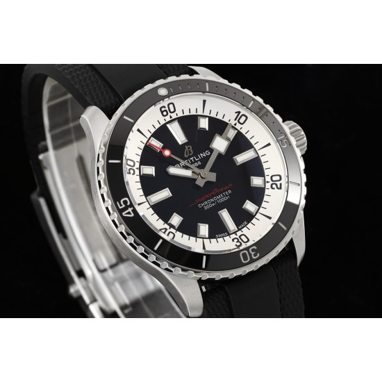 Breitling-Superocean 42mm Black Bezel SS/RU on Black BLSF A2824