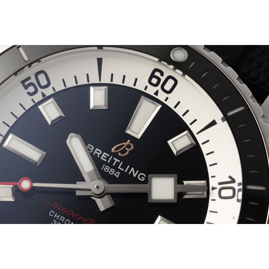 Breitling-Superocean 42mm Black Bezel SS/RU on Black BLSF A2824