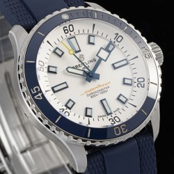 Breitling-Superocean 42mm Blue Bezel SS/RU White Dial BLSF A2824
