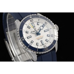 Breitling-Superocean 42mm Blue Bezel SS/RU White Dial BLSF A2824