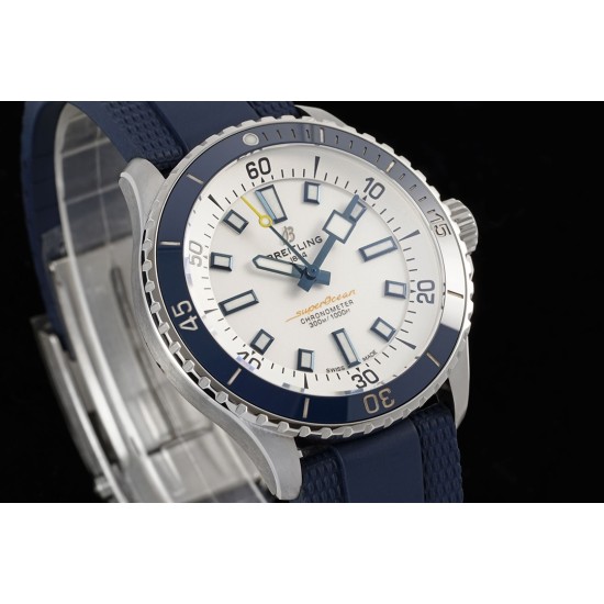 Breitling-Superocean 42mm Blue Bezel SS/RU White Dial BLSF A2824