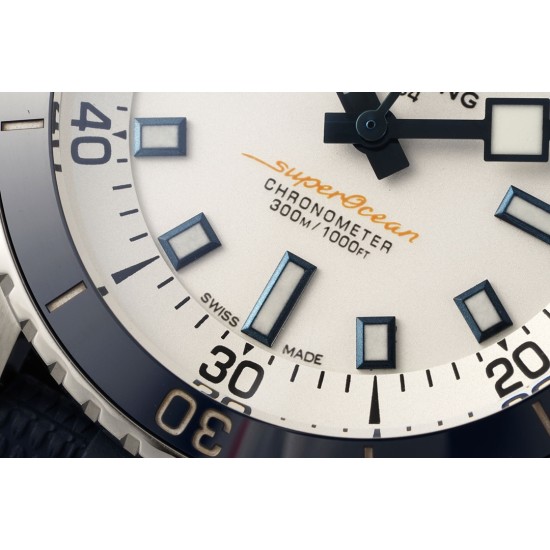 Breitling-Superocean 42mm Blue Bezel SS/RU White Dial BLSF A2824