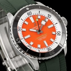 Breitling-Superocean 42mm Green Bezel SS/RU on orange BLSF A2824