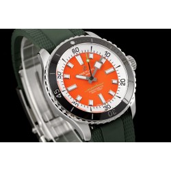 Breitling-Superocean 42mm Green Bezel SS/RU on orange BLSF A2824
