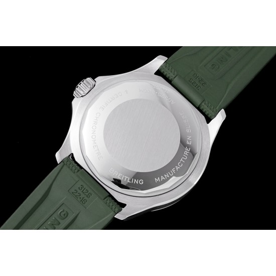 Breitling-Superocean 42mm Green Bezel SS/RU on orange BLSF A2824