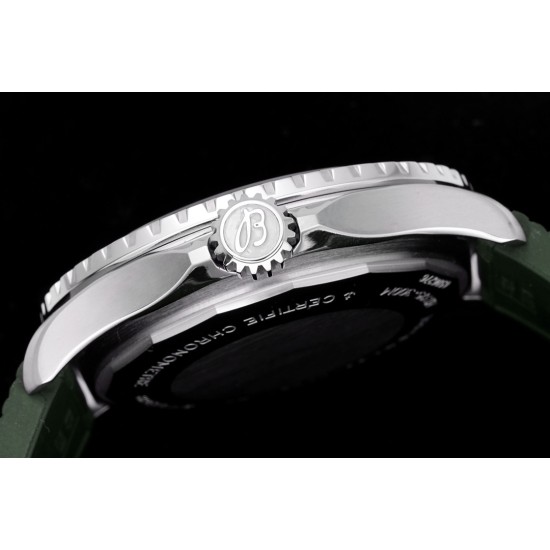 Breitling-Superocean 42mm Green Bezel SS/RU on orange BLSF A2824