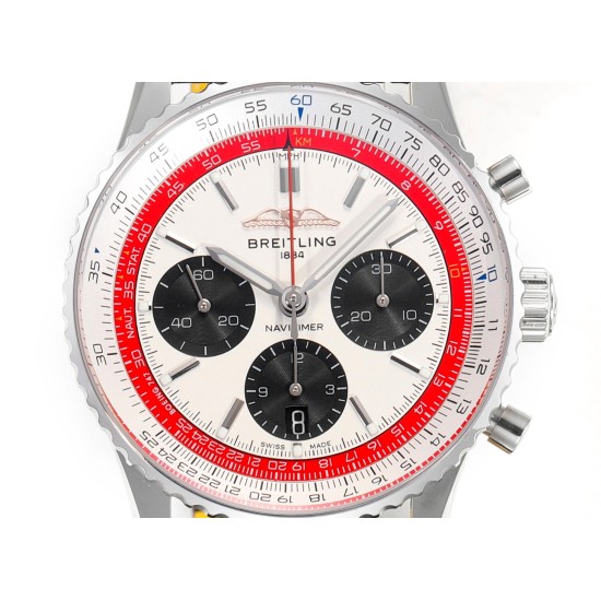 Breitling-Navitimer B01 Chronograph SS/LE White/Stk BLSF Asian B01