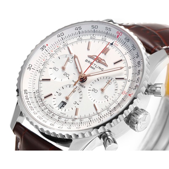 Breitling-Navitimer B01 Chronograph SS/LE White/Stk BLSF Asian B01