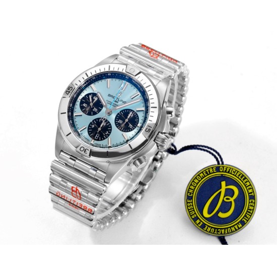 Breitling-Chronomat B01 42MM SS/SS Ice Blue/Stk BLS A7750