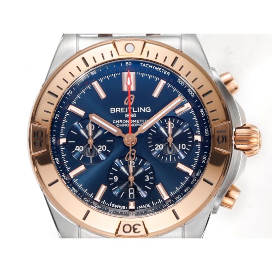 Breitling-Chronomat B01 42MM RG/SS Blue/Stk TF A7750