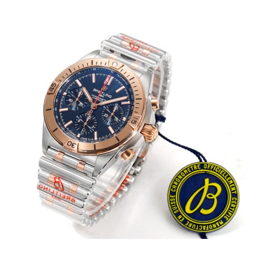 Breitling-Chronomat B01 42MM RG/SS Blue/Stk TF A7750
