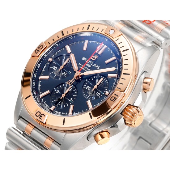 Breitling-Chronomat B01 42MM RG/SS Blue/Stk TF A7750