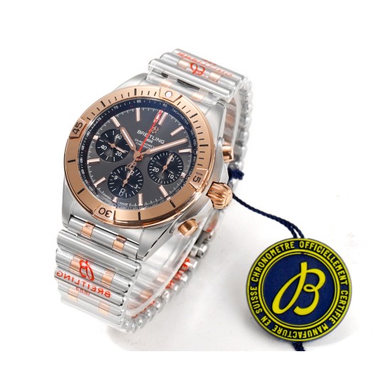 Breitling-Chronomat B01 42MM RG/SS Brown/Stk TF A7750