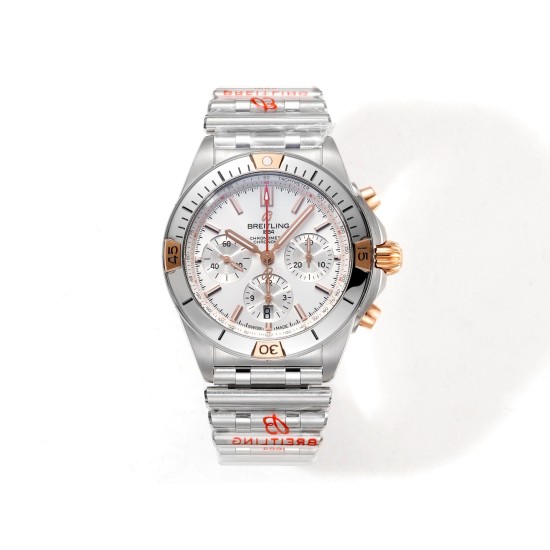 Breitling-Chronomat B01 42MM RG/SS Silver/Stk TF A7750