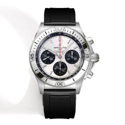 Breitling-Chronomat B01 42MM Silver Dial on Rouleaux Rubber Strap TF A7750