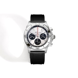 Breitling-Chronomat B01 42MM Silver Dial on Rouleaux Rubber Strap TF A7750