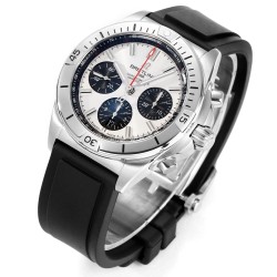 Breitling-Chronomat B01 42MM Silver Dial on Rouleaux Rubber Strap TF A7750