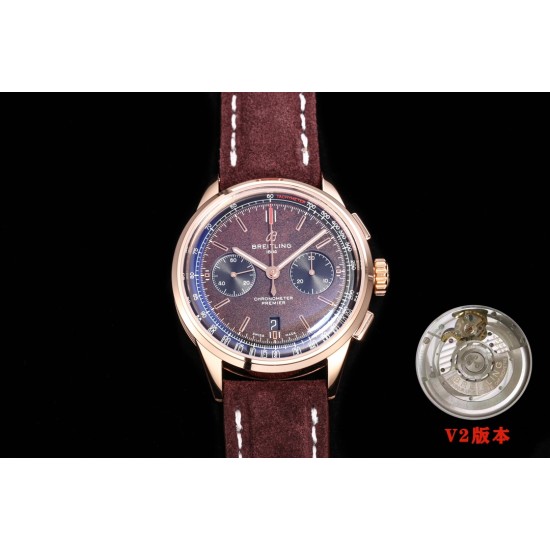 Breitling-Premier B01 Chronograph 42mm RG/LE Brown Dial BLSF V2 A7750 Mod