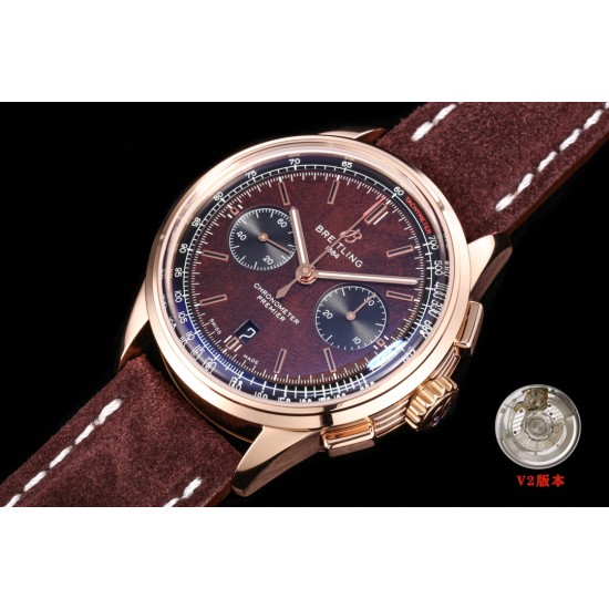 Breitling-Premier B01 Chronograph 42mm RG/LE Brown Dial BLSF V2 A7750 Mod