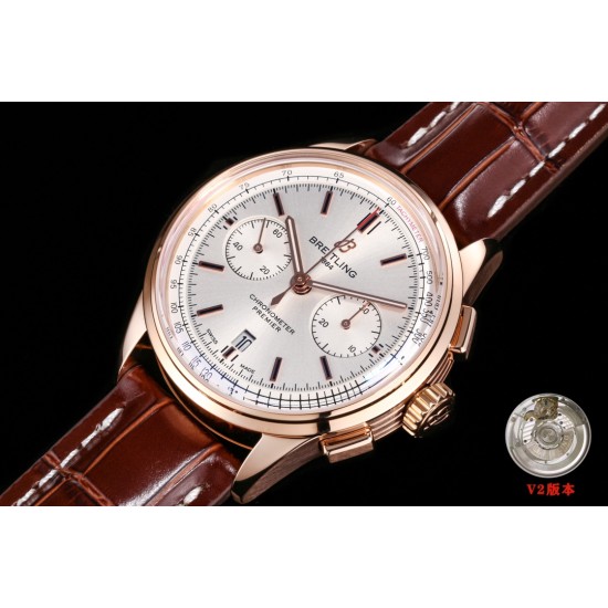 Breitling-Premier B01 Chronograph 42mm RG/LE Beige Dial BLSF V2 A7750 Mod