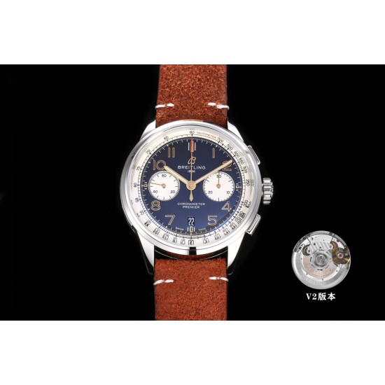 Breitling-Premier B01 Chronograph 42mm SS/LE Blue Dial BLSF V2 A7750 Mod