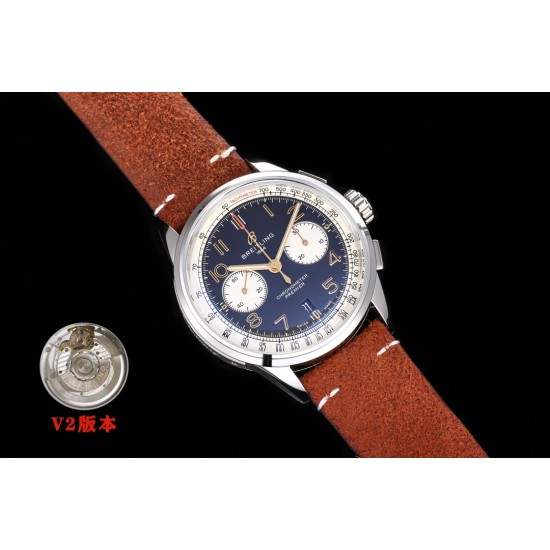 Breitling-Premier B01 Chronograph 42mm SS/LE Blue Dial BLSF V2 A7750 Mod