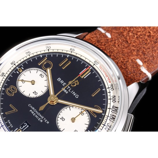 Breitling-Premier B01 Chronograph 42mm SS/LE Blue Dial BLSF V2 A7750 Mod