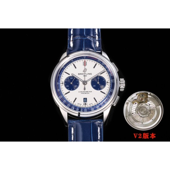 Breitling-Premier B01 Chronograph 42 SS/LE Wht BLSF V2 Asia 7750