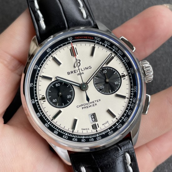 Breitling-Premier B01 Chronograph 42 SS/LE Wht GF V2 Asia 7750