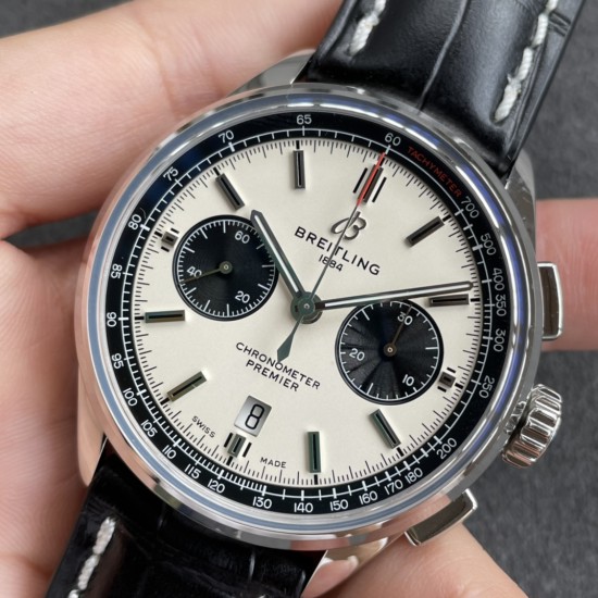 Breitling-Premier B01 Chronograph 42 SS/LE Wht GF V2 Asia 7750