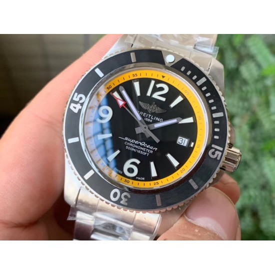 Breitling-Superocean 44mm SS/SS Yellow/Black Dial TF Asia 2824