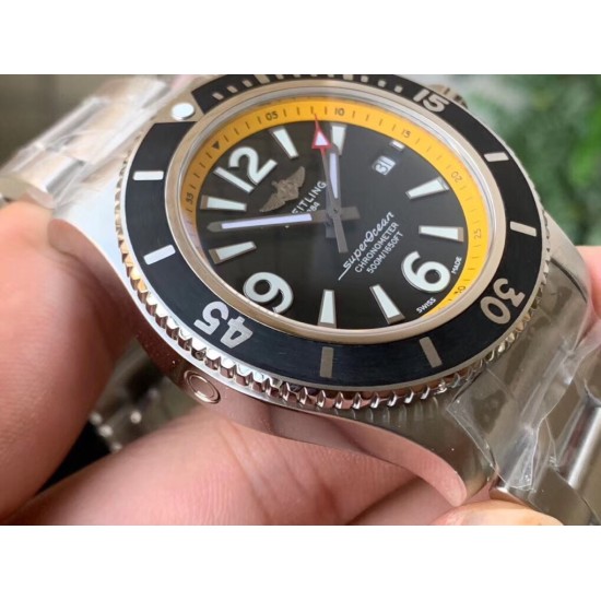 Breitling-Superocean 44mm SS/SS Yellow/Black Dial TF Asia 2824
