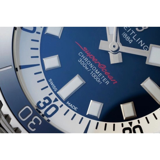 Breitling-Superocean 44mm Blue Bezel SS/SS Blue Dial TF A2824