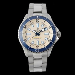 Breitling-Superocean 44mm Blue Bezel SS/SS Cream Dial TF A2824