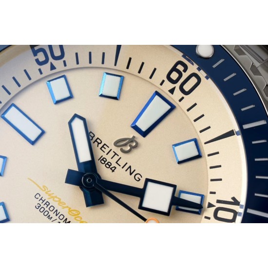 Breitling-Superocean 44mm Blue Bezel SS/SS Cream Dial TF A2824