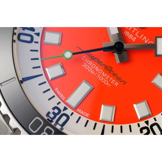 Breitling-Superocean 44mm Black Bezel SS/SS Orange Dial TF A2824