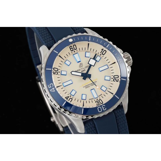 Breitling-Superocean 42mm Blue Bezel SS/RU Cream Dial TF A2824