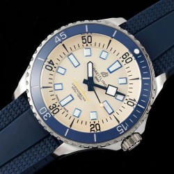 Breitling-Superocean 42mm Blue Bezel SS/RU Cream Dial TF A2824