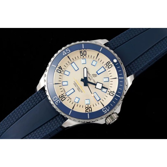 Breitling-Superocean 42mm Blue Bezel SS/RU Cream Dial TF A2824