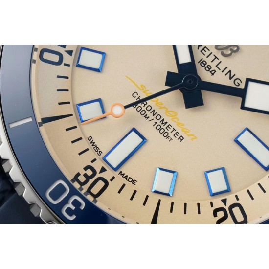 Breitling-Superocean 42mm Blue Bezel SS/RU Cream Dial TF A2824