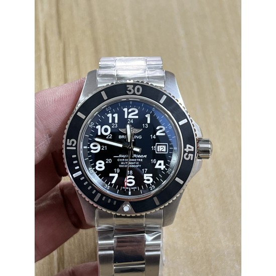 Breitling-Superocean 44mm SS/SS Black/Num TF Asia 2824