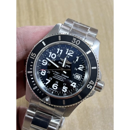 Breitling-Superocean 44mm SS/SS Black/Num TF Asia 2824