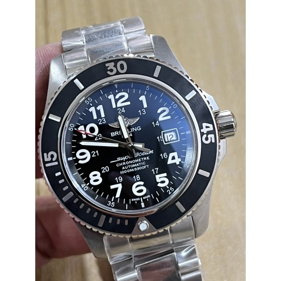 Breitling-Superocean 44mm SS/SS Black/Num TF Asia 2824