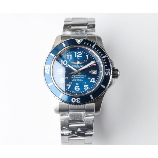 Breitling-Superocean 44mm SS/SS Blue/Num TF Asia 2824