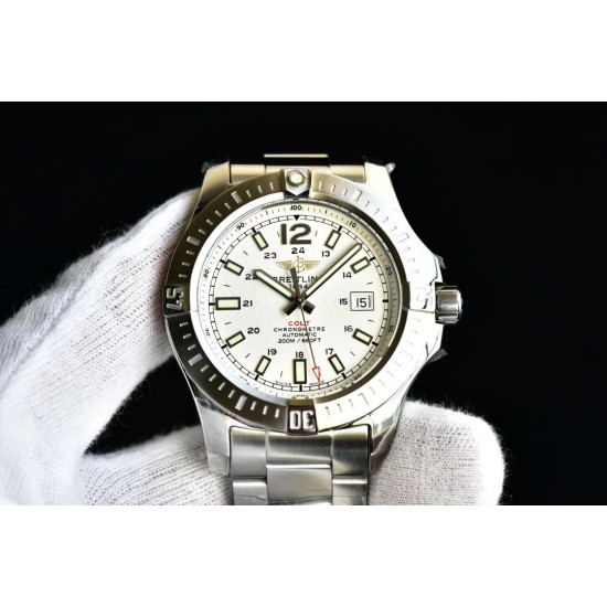 Breitling-Colt 44mm Chronograph Automatic SS/SS White/Stk GF A7750