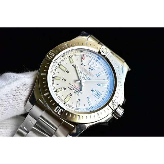 Breitling-Colt 44mm Chronograph Automatic SS/SS White/Stk GF A7750