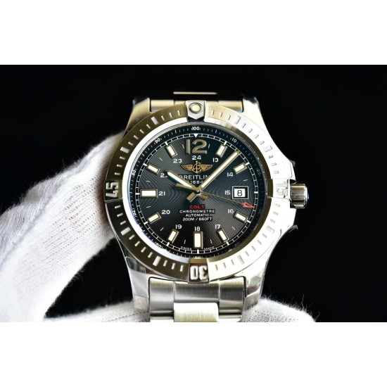 Breitling-Colt 44mm Chronograph Automatic SS/SS Black/Stk GF A7750