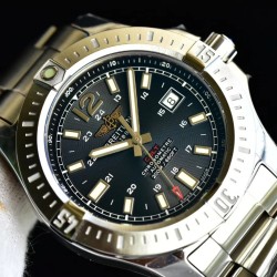 Breitling-Colt 44mm Chronograph Automatic SS/SS Black/Stk GF A7750